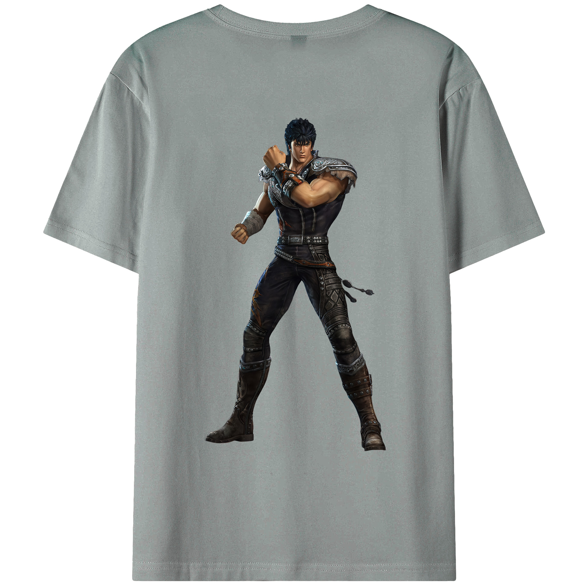 （画像用） 北斗の拳 Fist of the North Star 綿100％ メンズ半袖Tシャツ（バックプリント） 通気性